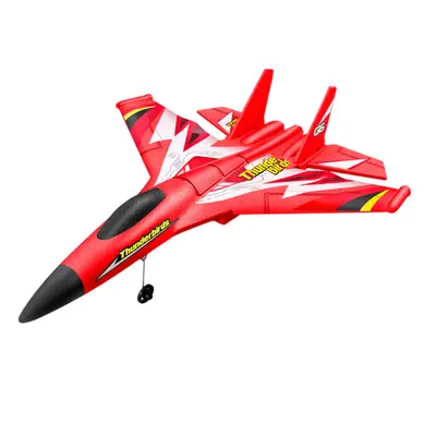 (Red, Two Batteries) 2.4GHz 2CH 260mm Wingspan EPP RC Airplane Glider Fighter RTF With LED Light