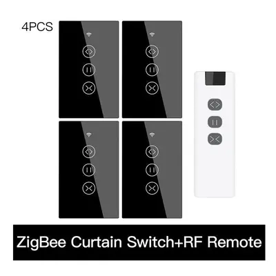 (4 US and Remote) 433MHz Smart Touch Curtain Switch Roller Blinds Shutter Wireless Control Relay