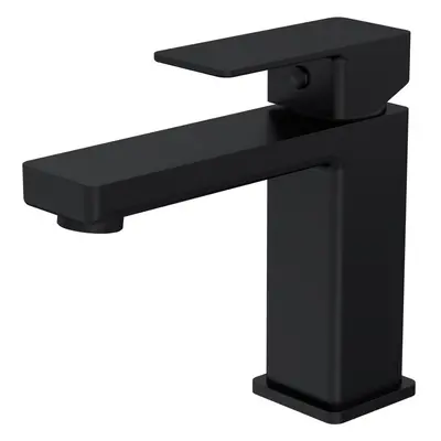 Square Mono Basin Mixer Bathroom Sink Tap & Push Button Waste - Matt Black - Balterley