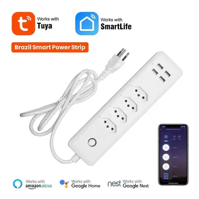 WiFi Smart Power Strip with Outlets 4USB Ports 1.4m Extension Cord Voice works with Alexa Google