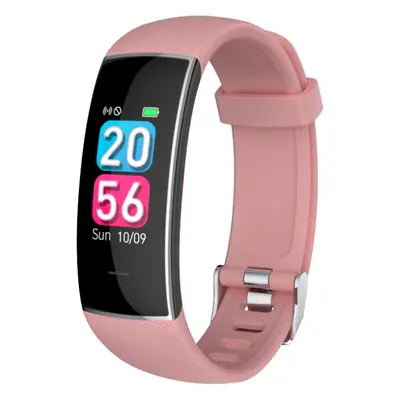 (Pink) Bluetooth 5.0 Wristband Heart Rate Blood Pressure Monitor USB Charging Music Camera Contr