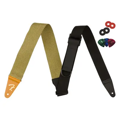 Fender 2-Inch Right Height Guitar Strap - Tweed Bundle with Red Strap