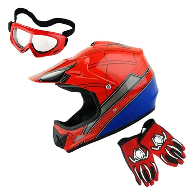 WOW Youth Kids Motocross Helmet BMX MX ATV Dirt Bike Helmet Spider Red