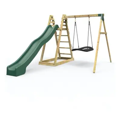 (Cloudcap) Rebo Wooden Pyramid Activity Frame with Swings and 8.7ft Water Slide