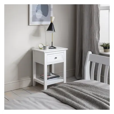 Karlstad Bedside Table with Drawer in Classic White