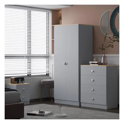 Esher Door Wardrobe Grey Bedroom Furniture Storage Cupboard Metal Cup Handles