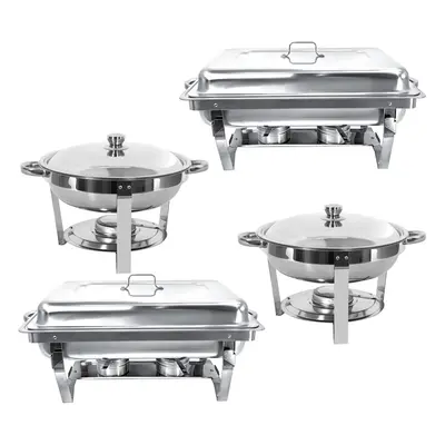 Stainless Steel Chafing Dish Buffet Set 8QT RectangularÃ2+5QT RoundÃ2