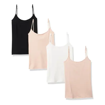 Amazon Essentials Women's Slim-Fit Camisole Pack of Beige/White/Bl