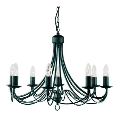 8 Arm Matt Black Finished Chandelier Wrought Iron