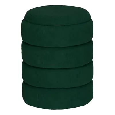 (Round Green) Soft Velvet Ottoman Storage Pouffe Footstool Dressing Vanity Chair