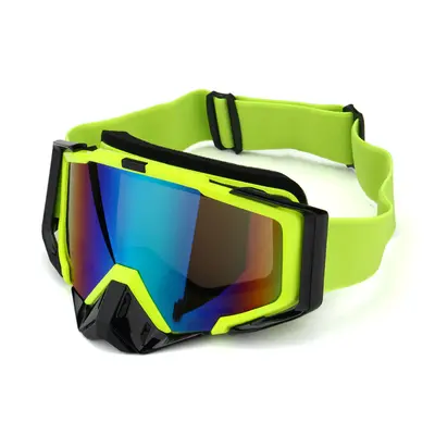 (Fluorescent Green) Outdoor Skiing Skating Goggles Snowmobile Glasses Windproof Anti-Fog UV Prot