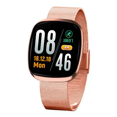 (Rose Gold) Milanese Steel Full Touch Custom Watch Face Blood Pressure Smart Watch