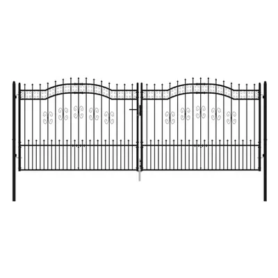 (406 x cm) vidaXL Fence Gate with Spear Top Black Powder-coated Steel Fence Multi Sizes