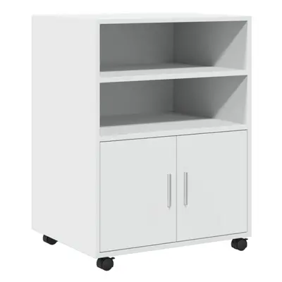 (white) vidaXL Rolling Cabinet Mobile Filing Cabinet Storage Cabinet Engineered Wood