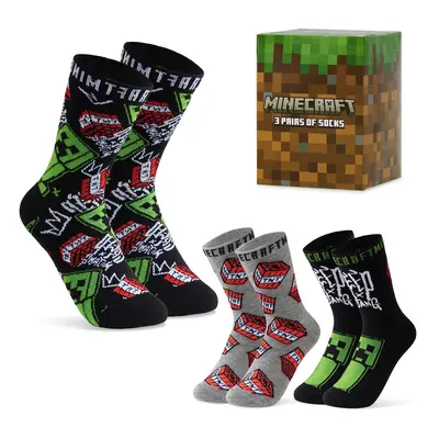 Minecraft Boys Socks Pack or Pack - Cotton-Rich Crew Kids Ankle So