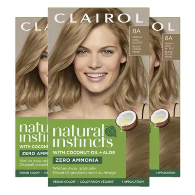 Clairol Natural Instincts Demi-Permanent Hair Dye 8A Medium Cool Blonde Hair Color Pack of