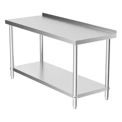 Kitchen Work Table with Backsplash 150x60x80 cm Stainless Steel