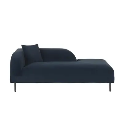 Left Hand Velvet Chaise Lounge Dark Blue LE CRAU