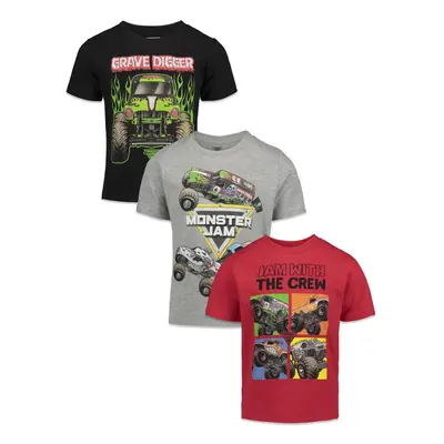 Monster Jam Big Boys Pack Graphic TShirts Kids BlackRedGrey