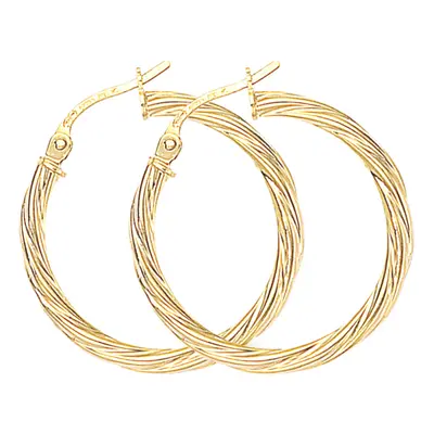 Jewelco London Ladies 9ct Yellow Gold Liquorice Candy Twist Hoop Earrings - 23mm - ERNR02080