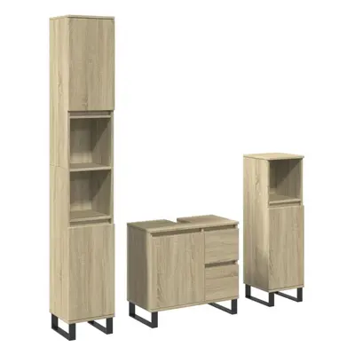 vidaXL Bathroom Furniture Set Piece Sink Cabinet Sonoma Oak Engineered Wood