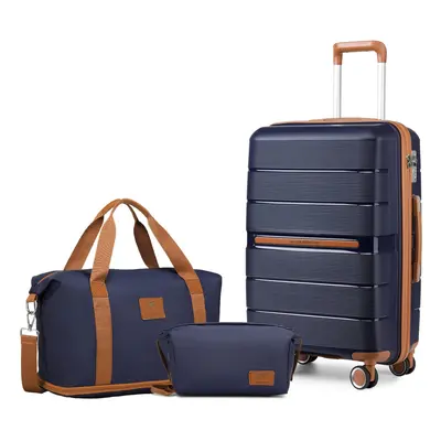 (Navy, inch Suitcase+Travel Bag) or Pieces PP Hard Shell Suitcases and Pieces Travel bag Luggage