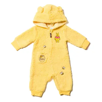 Disney Winnie the Pooh Infant Baby Boys Zip Up Coverall Yellow Mont