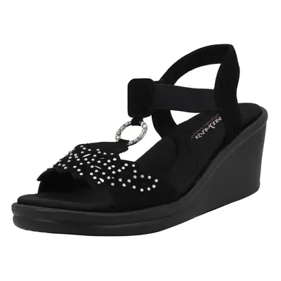 Skechers womens Rumblers - Queen B Wedge Sandal Black 8.5 US