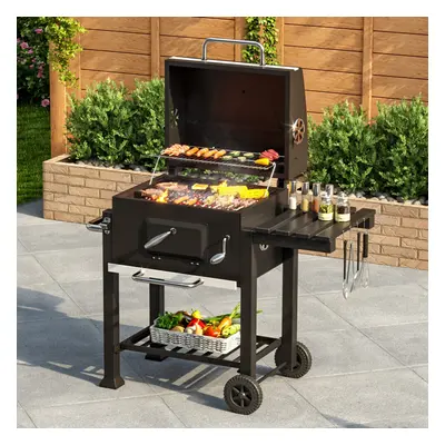 Outdoor BBQ Grill with Portable Trolley Garden Grill