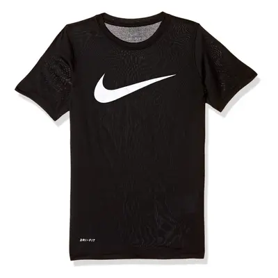 NIKE Boys' Dry Short Sleeve Swoosh Solid Tee Black/White X-Large