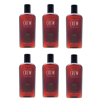 American Crew 3-In-1 Tea Tree Shampoo, Conditioner and Body Wash 450ml x6