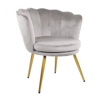 Genesis Flora Accent Chair with Petal Back Scallop Armchair in Velvet - Silver Grey