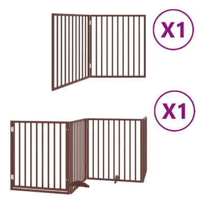 (brown, x x cm/ pcs) vidaXL Dog Gate with Door Foldable Dog Fence Dog Door Pet Gate Poplar Wood