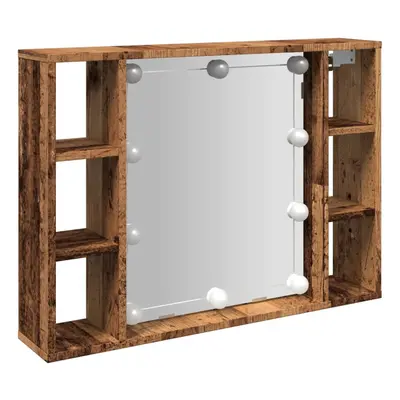 vidaXL Mirror Cabinet with LED Wall Cosmetic Mirror Old Wood Engineered Wood