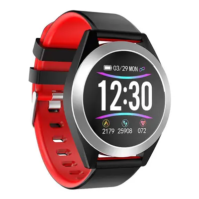 (Red) Brightness Adjust Heart Rate Blood Pressure Monitor 1.3inch HD IPS Screen 200mAh Long Stan