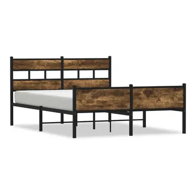 (smoked oak, x cm/ with headboard & high footboard) vidaXL Metal Bed Frame without Mattress Bed 