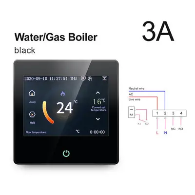 (Water Gas Boiler-Black) WiFi Smart LCD Touch Screen Thermostat Heating Temperature Controller W