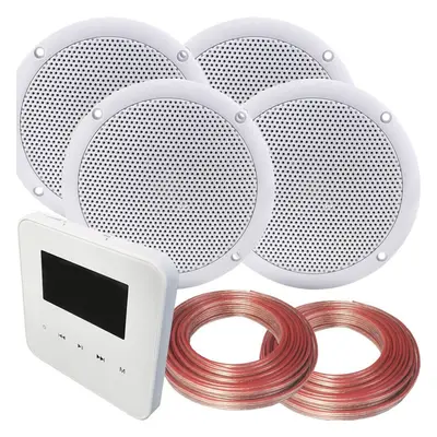 100W Bluetooth Wall Mounted Amplifier & 4x 80W Stereo Ceiling Speaker Kit