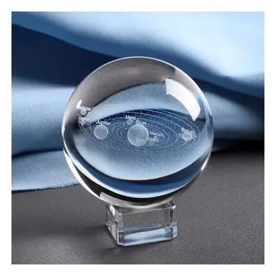 (6 CM, with crystal base) 6CM Laser Engraved Solar System Ball 3D Miniature Planets Model Sphere