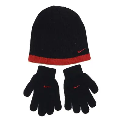 Nike Big Boys Rib Beanie and Glove Set (Black)