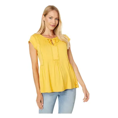 Tommy Hilfiger Women's Cap Sleeve Pintuck Dressy Knit Tops Deep Maize