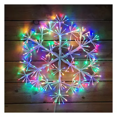 60cm Premier White Starburst Christmas Snowflake Multi Coloured twinkling lights.