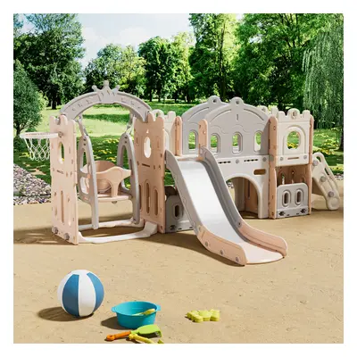 Toddler Swing and Slide Playset Pink and Grey