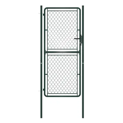 vidaXL Garden Gate Steel 200cm Green Outdoor Mesh Fence Entrance Door Barriers