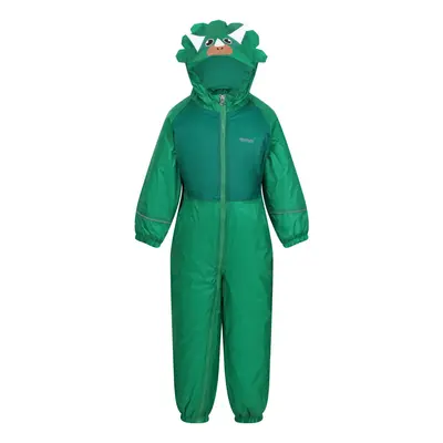 (6-12 Months, Jelly Bean) Regatta Childrens/Kids Mudplay III Dinosaur Waterproof Puddle Suit