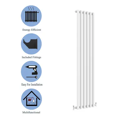 (Single, 1800x354mm) White Single/Double Oval Column Radiator