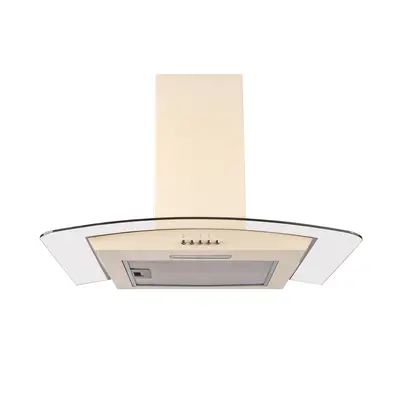 SIA CGH60CR 60cm Cream Curved Glass Chimney Cooker Hood Kitchen Extractor Fan