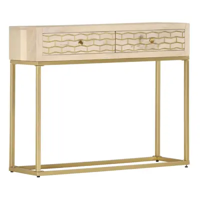 vidaXL Solid Mango Wood Console Table Gold 90cm Entryway Accent Display Stand