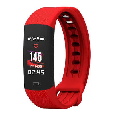 (Red) 0.96" TFT IP67 Waterproof Color Screen Smart Watch Heart Rate Monitor Fitness Smart Bracel