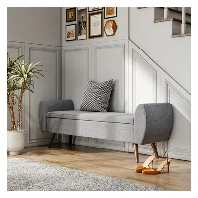 (Grey) Linen Upholstered Storage Bench